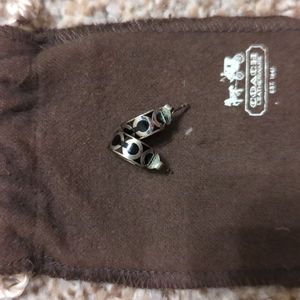Coach black and silver small hug/hoop earrings, pierced
